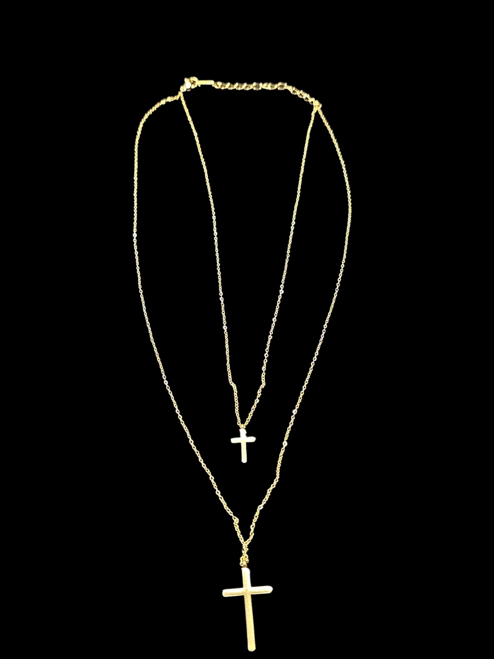 Gold Layered Cross Necklace - Elegant Double Chain No Wrong Way To Wear This.